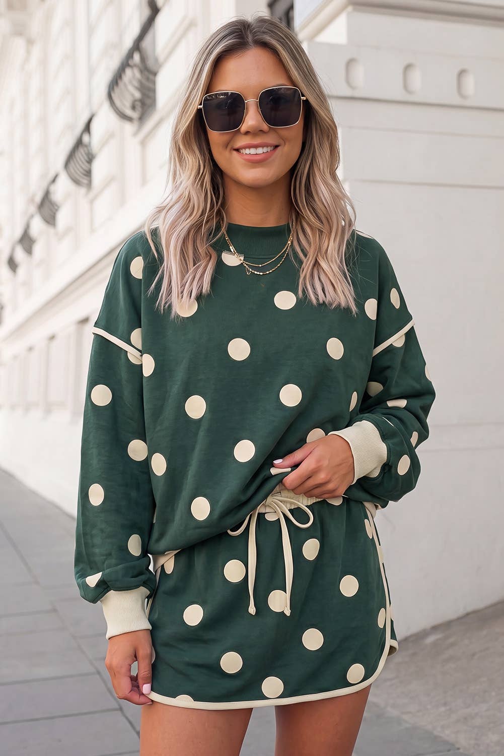 Polka Dot Print 2pcs Skort Set