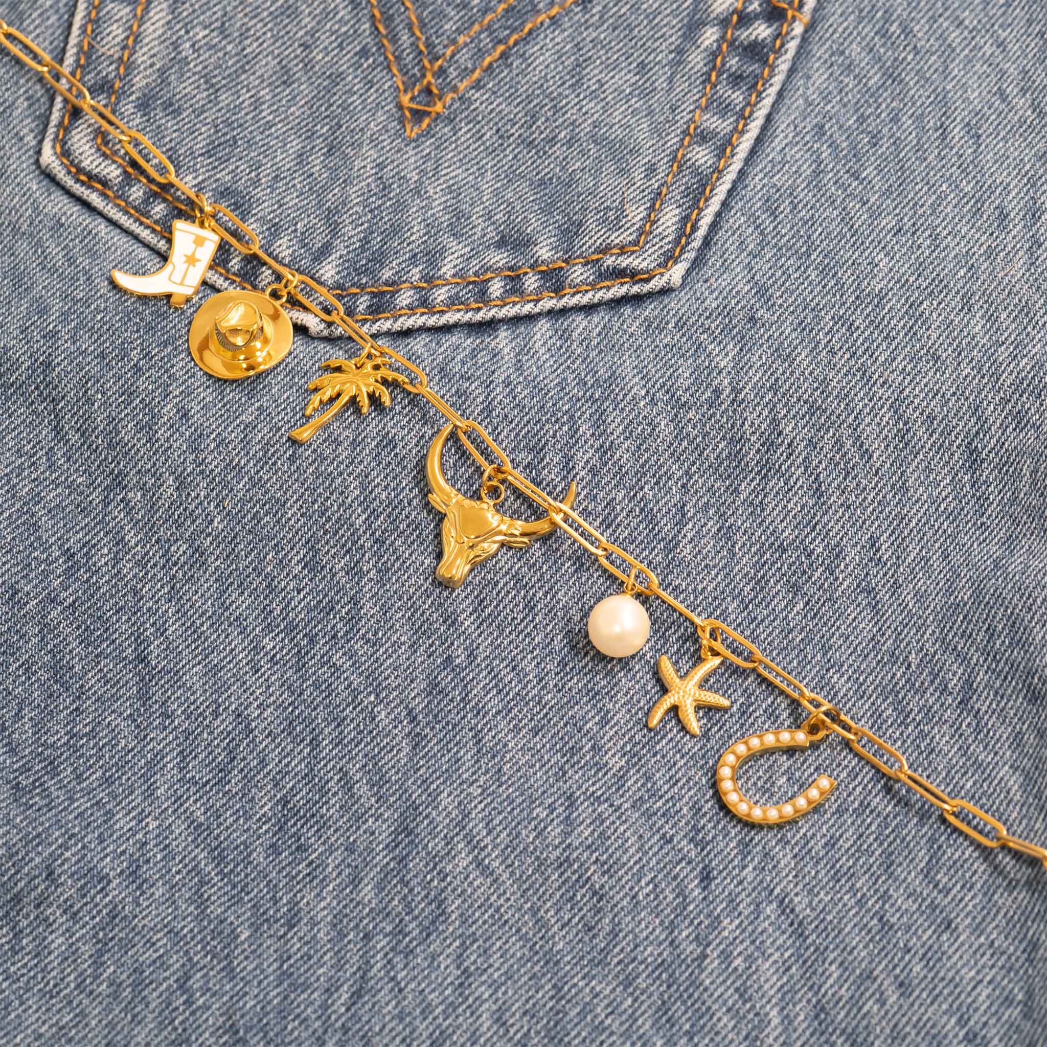 Pearl Beaded Horseshoe Charm - C172