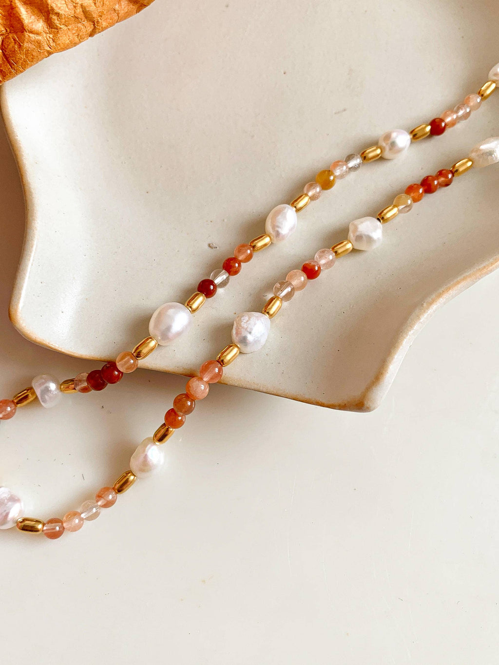 Amber Drift Pearl Necklace -  N54