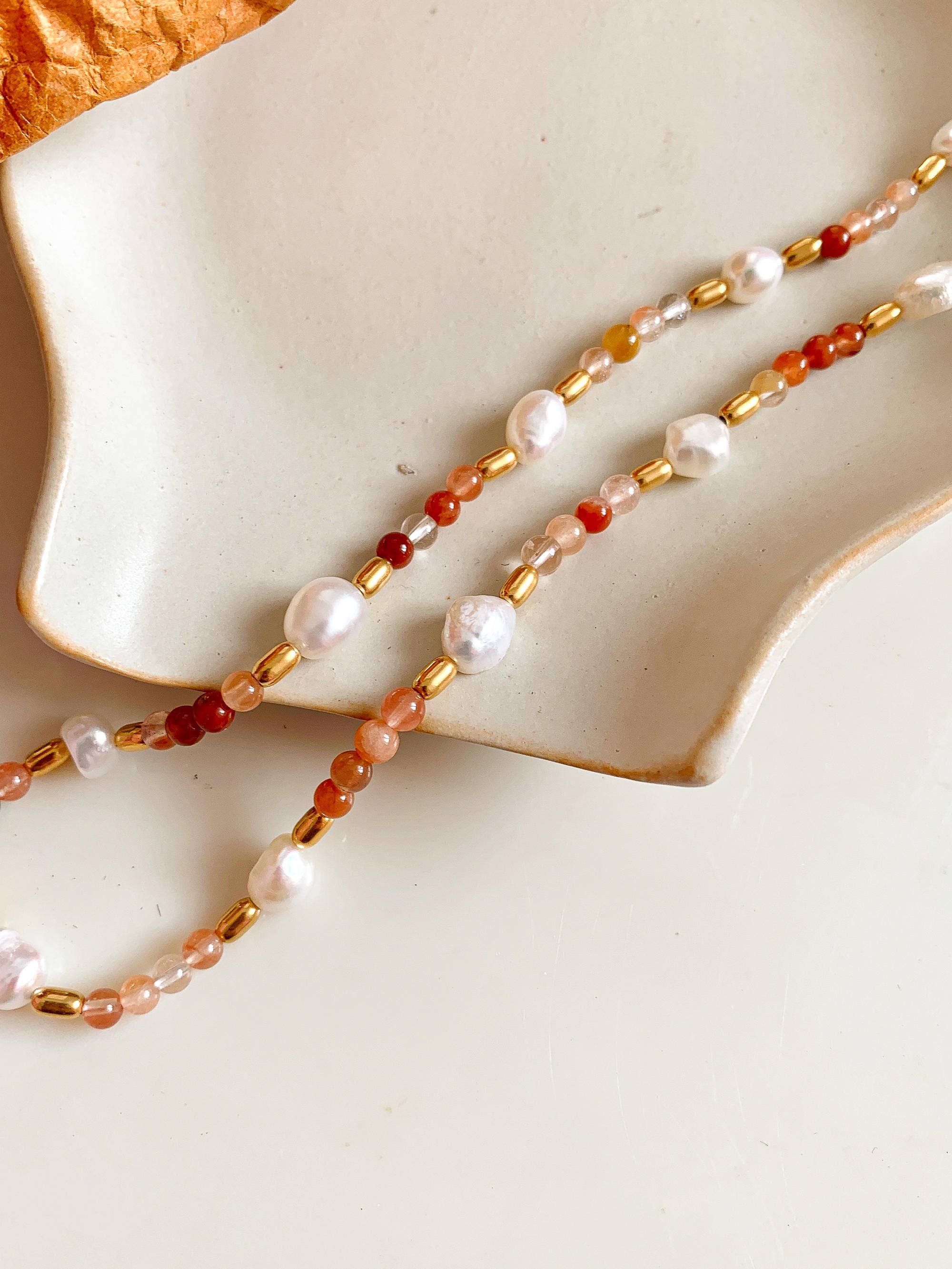 Amber Drift Pearl Necklace -  N54