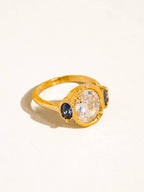 Vintage Blue Diamond Halo Ring - A11