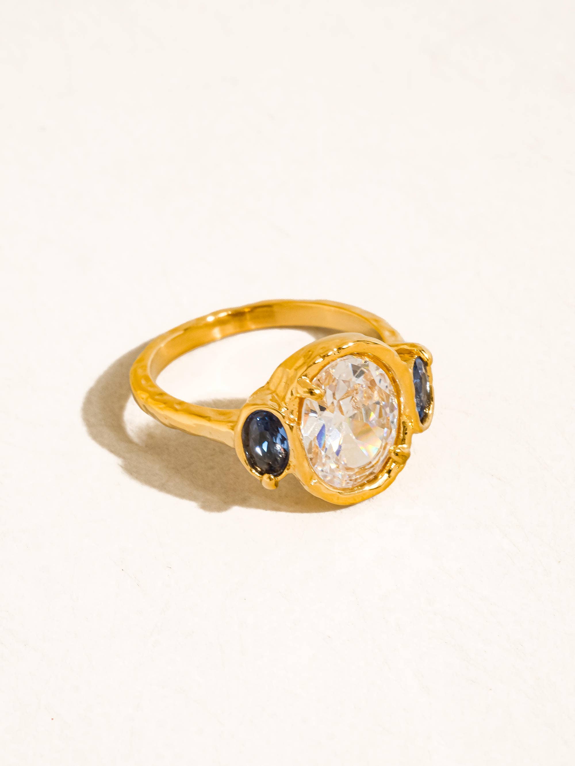 Vintage Blue Diamond Halo Ring - A11