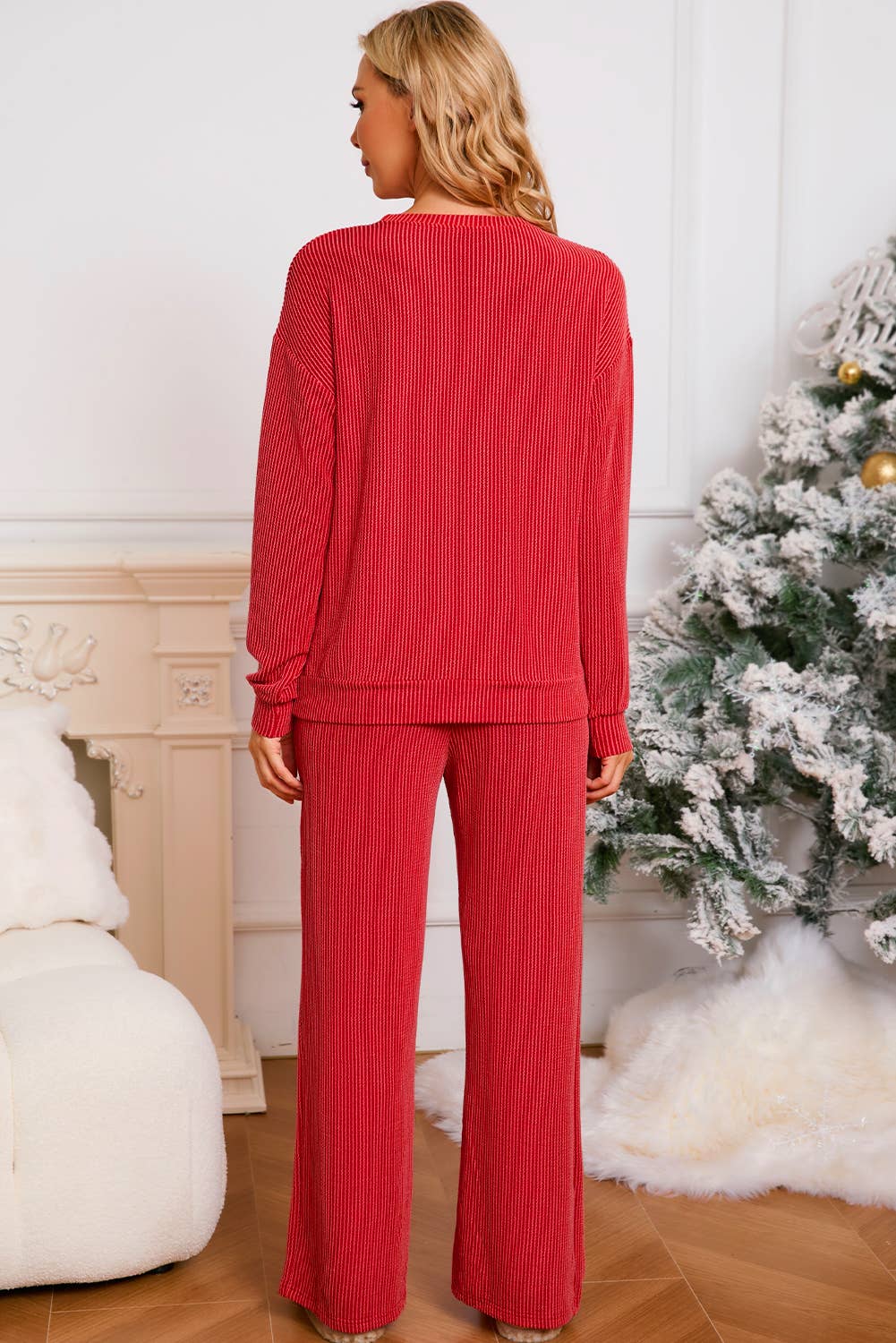 JOLLY Christmas Graphic Corded Pants Set