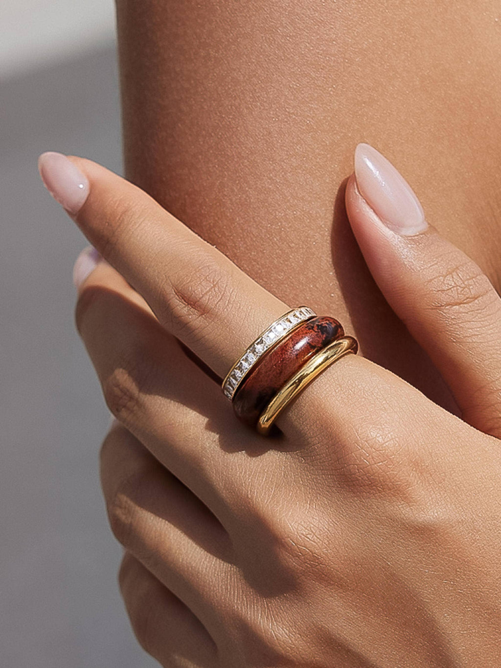 Jasper Stone Mixed Set Ring - A127
