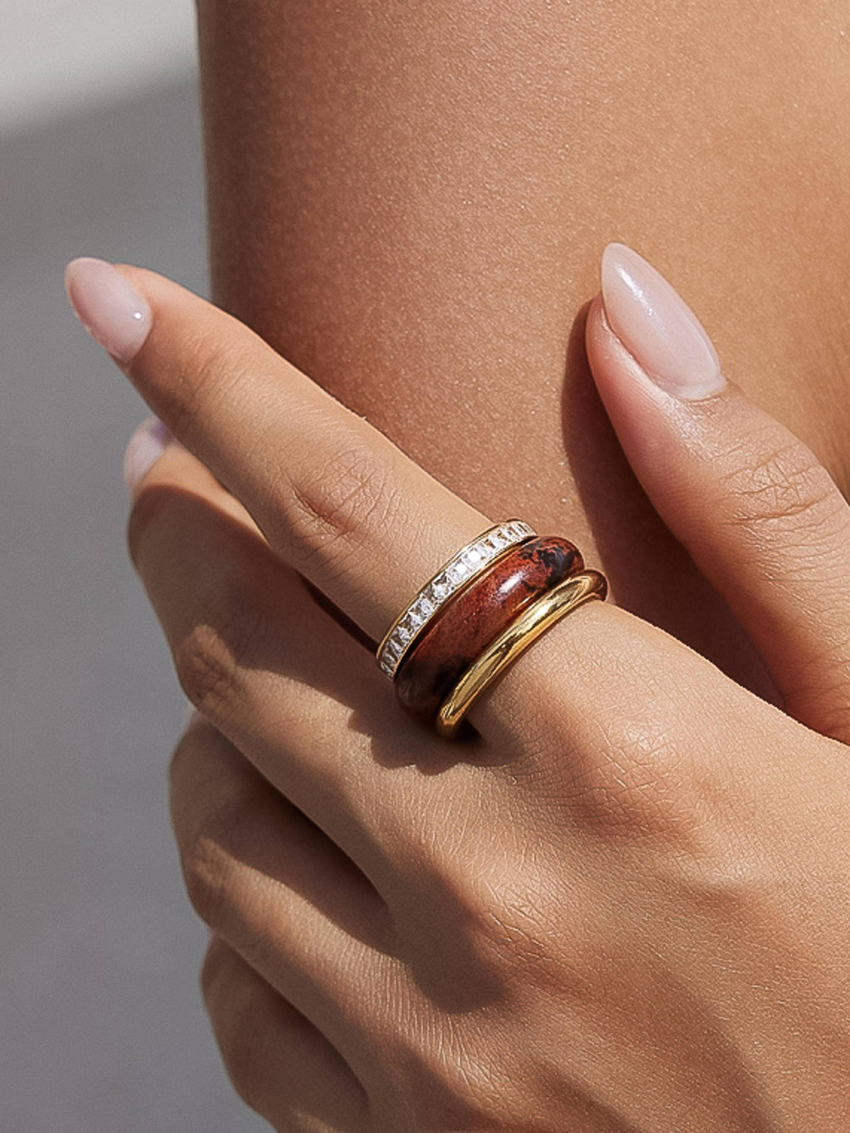Jasper Stone Mixed Set Ring - A127