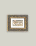 Geese Pond Framed Antique Art: 10x8