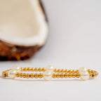 Yellow Gold 8mm Kiska Glass Pearl Stretch Bracelet: S160