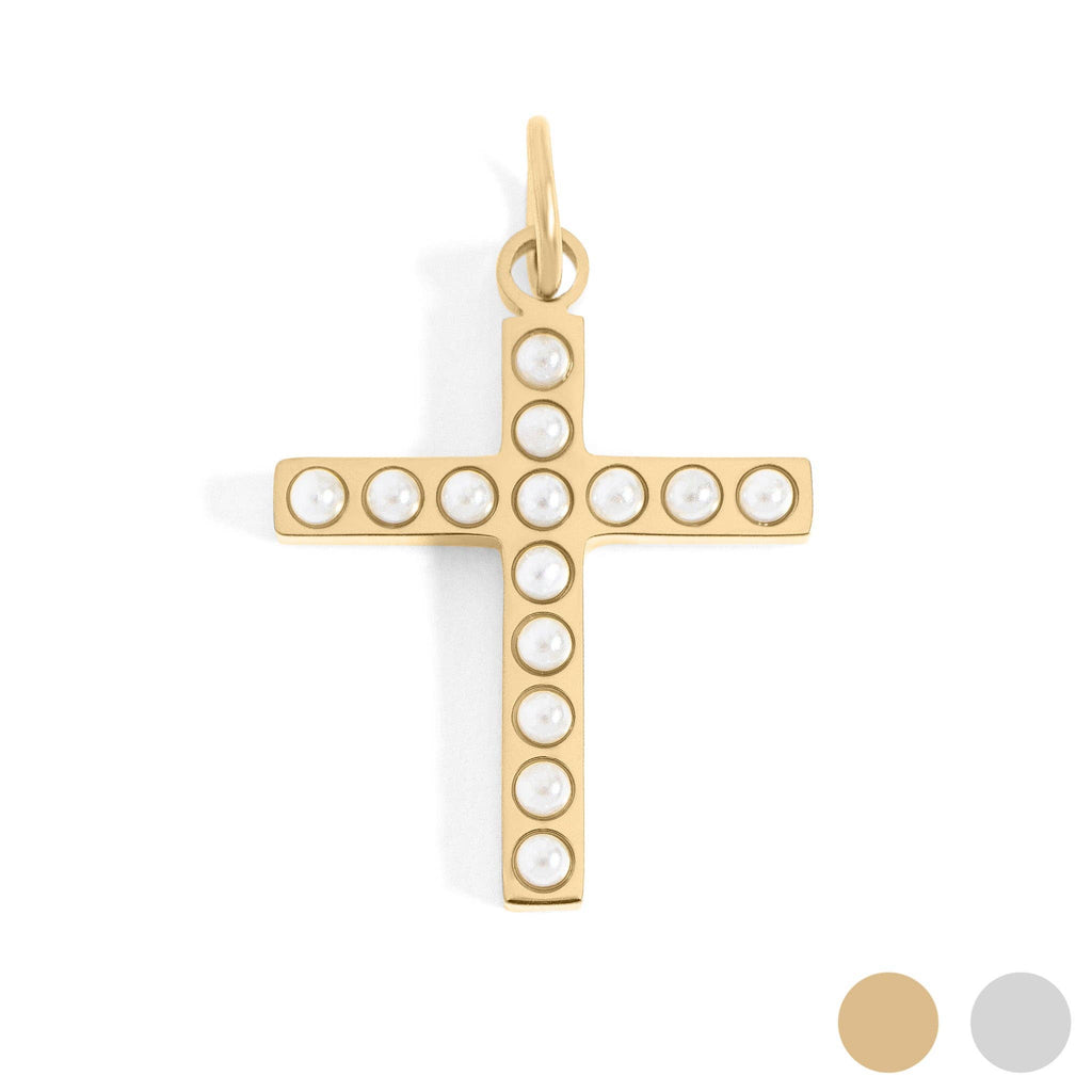 Cross Pearl Charm - C133