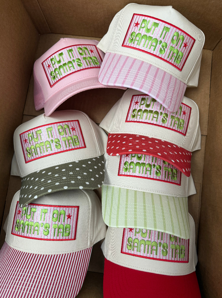 Put it on Santa's Tab Hat: Red Polka Dot