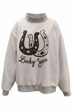 Reversible Horse Graphic Mock-Neck Sweatshirt: CHOCOLATE BROWN