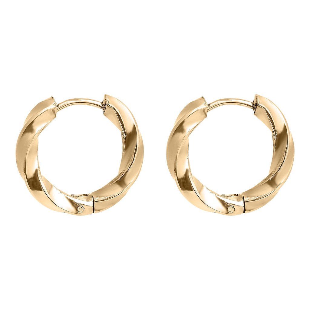 Gold Textured Twisted Hoop Earrings - E125