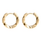 Gold Textured Twisted Hoop Earrings - E125