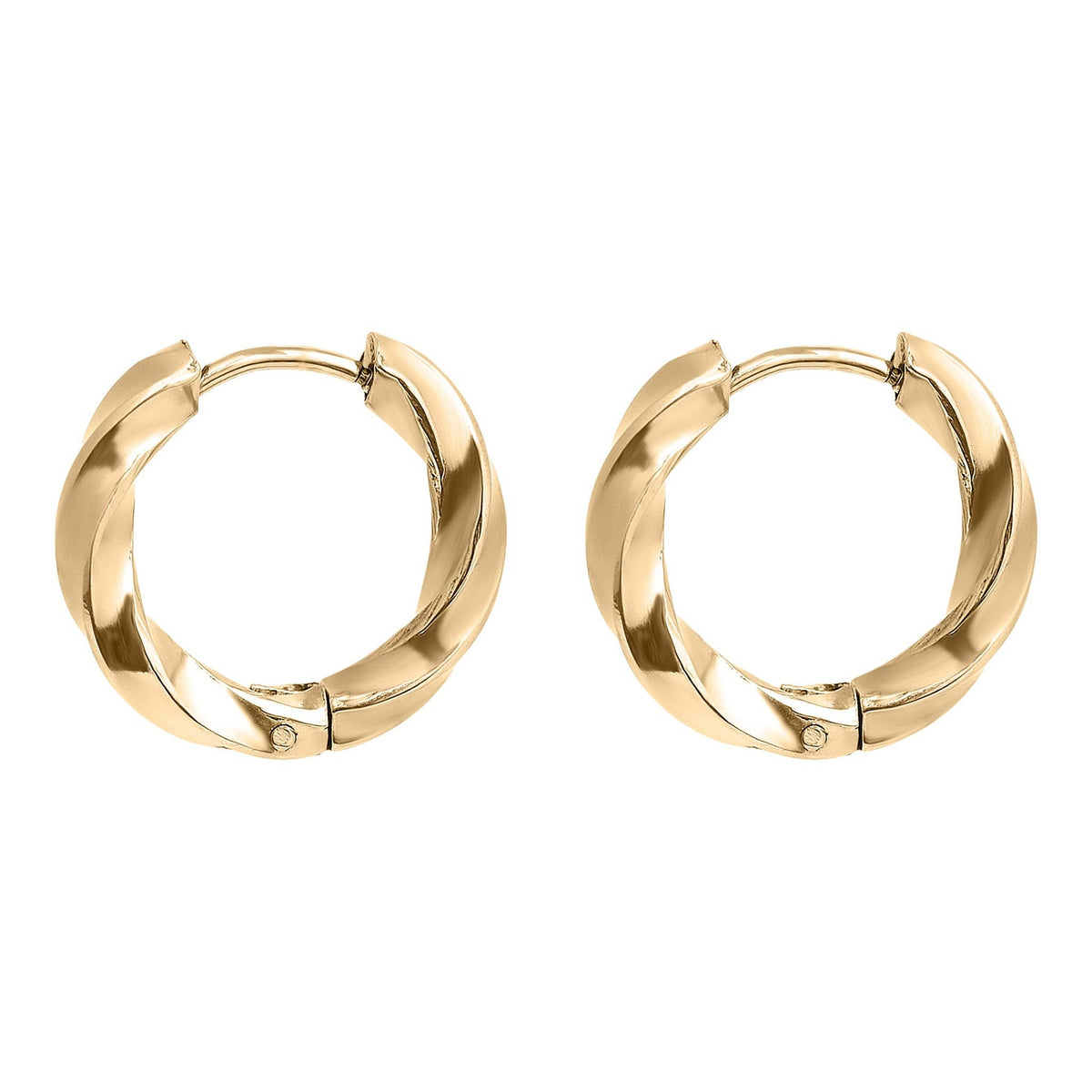 Gold Textured Twisted Hoop Earrings - E125