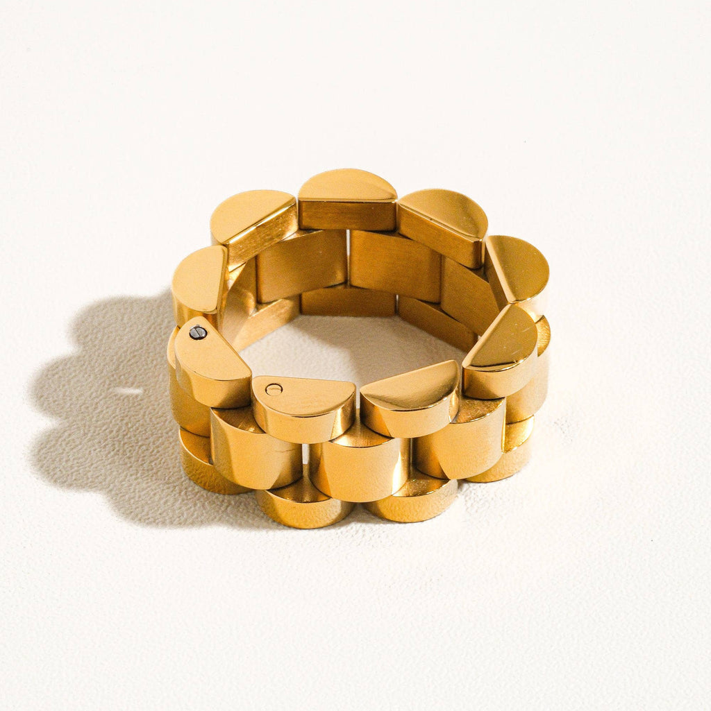 Golden Watch Band Ring - A86