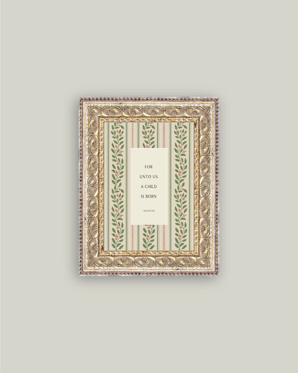 A Child is Born Framed Antique Art: 5x7