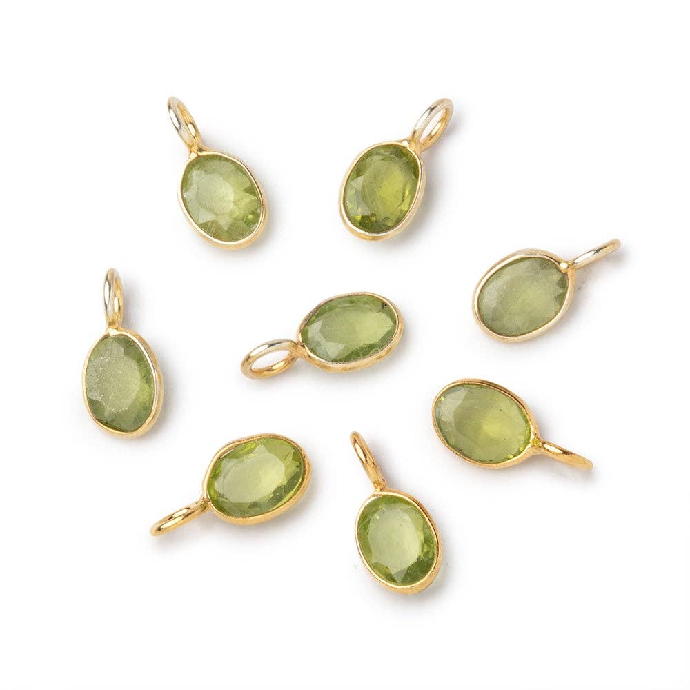 Vermeil Bezel Peridot Rose Cut Oval Charm - C253