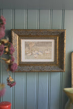 Geese Pond Framed Antique Art: 10x8