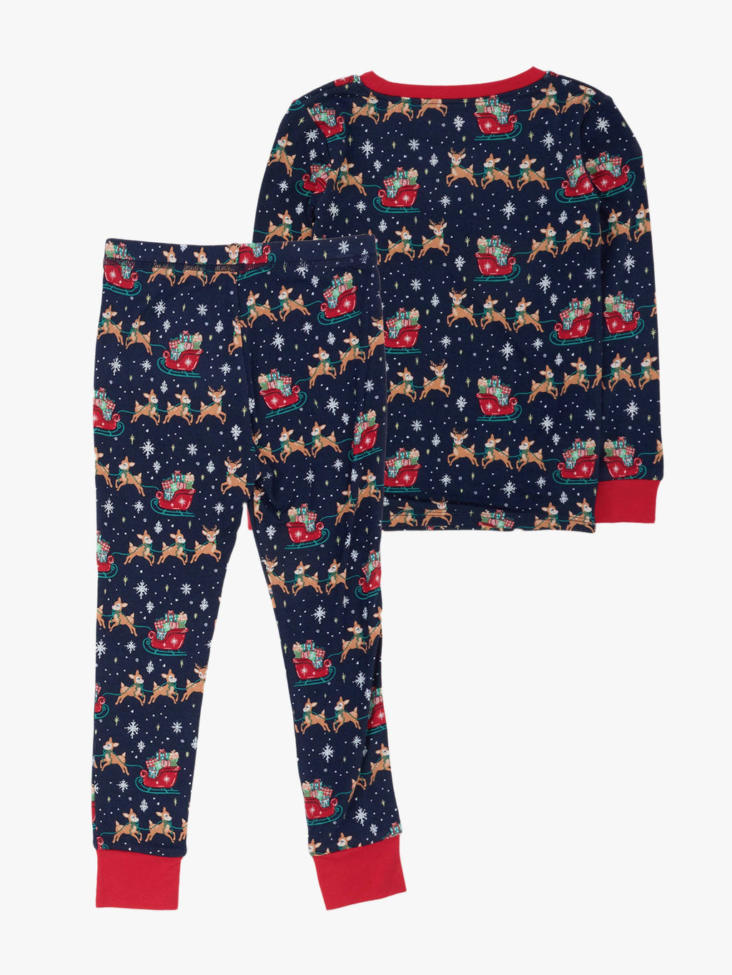 SoftSnooze™ Kids Bamboo Viscose Blue Christmas Reindeer Sleigh Ride Long Sleeve Pajama Set