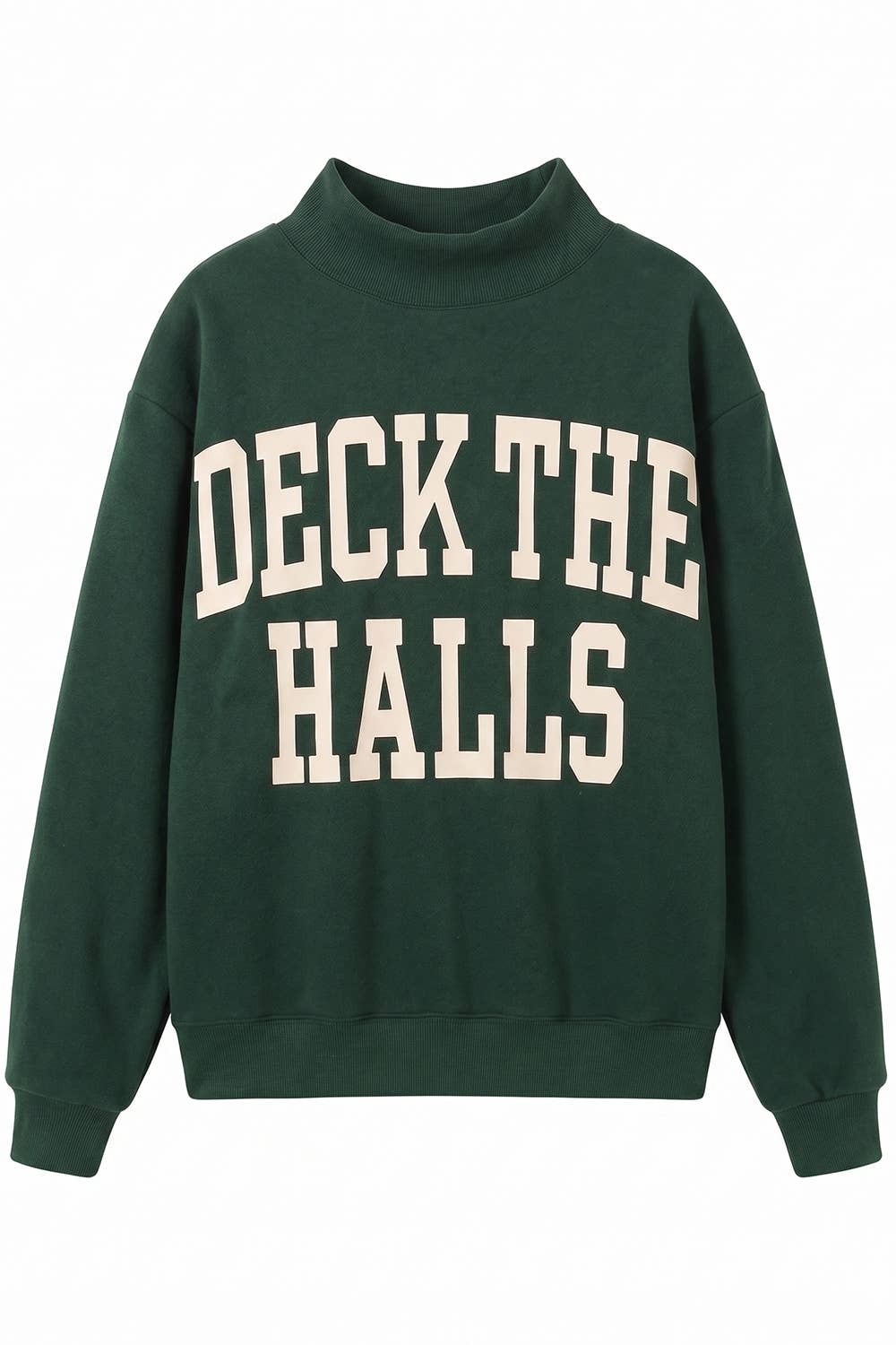 DECKTHEHALLS Reversible Mock-Neck Sweatshirt: FORREST GREEN /