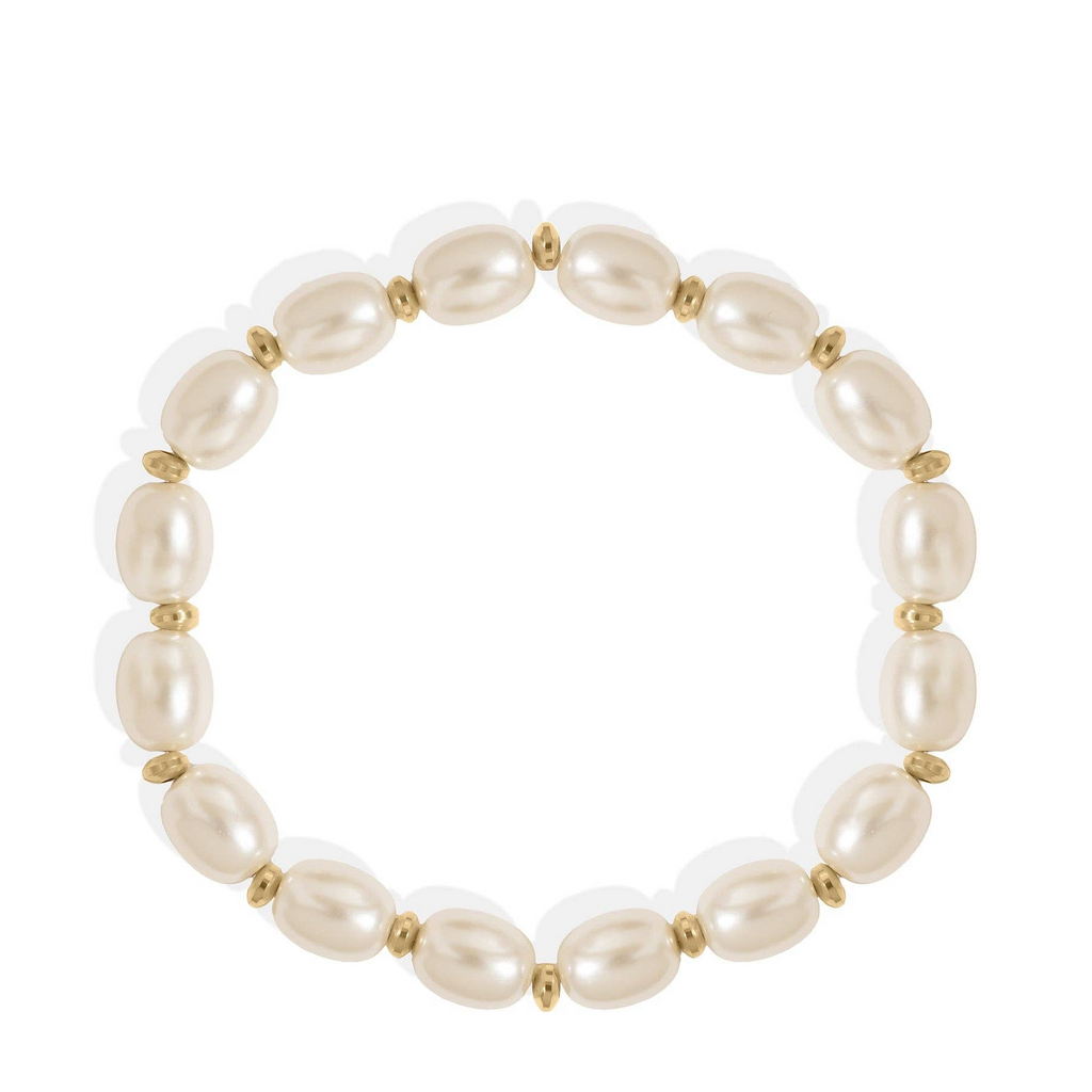 8mm Kiska Glass Pearl Stretch Bracelet: S158