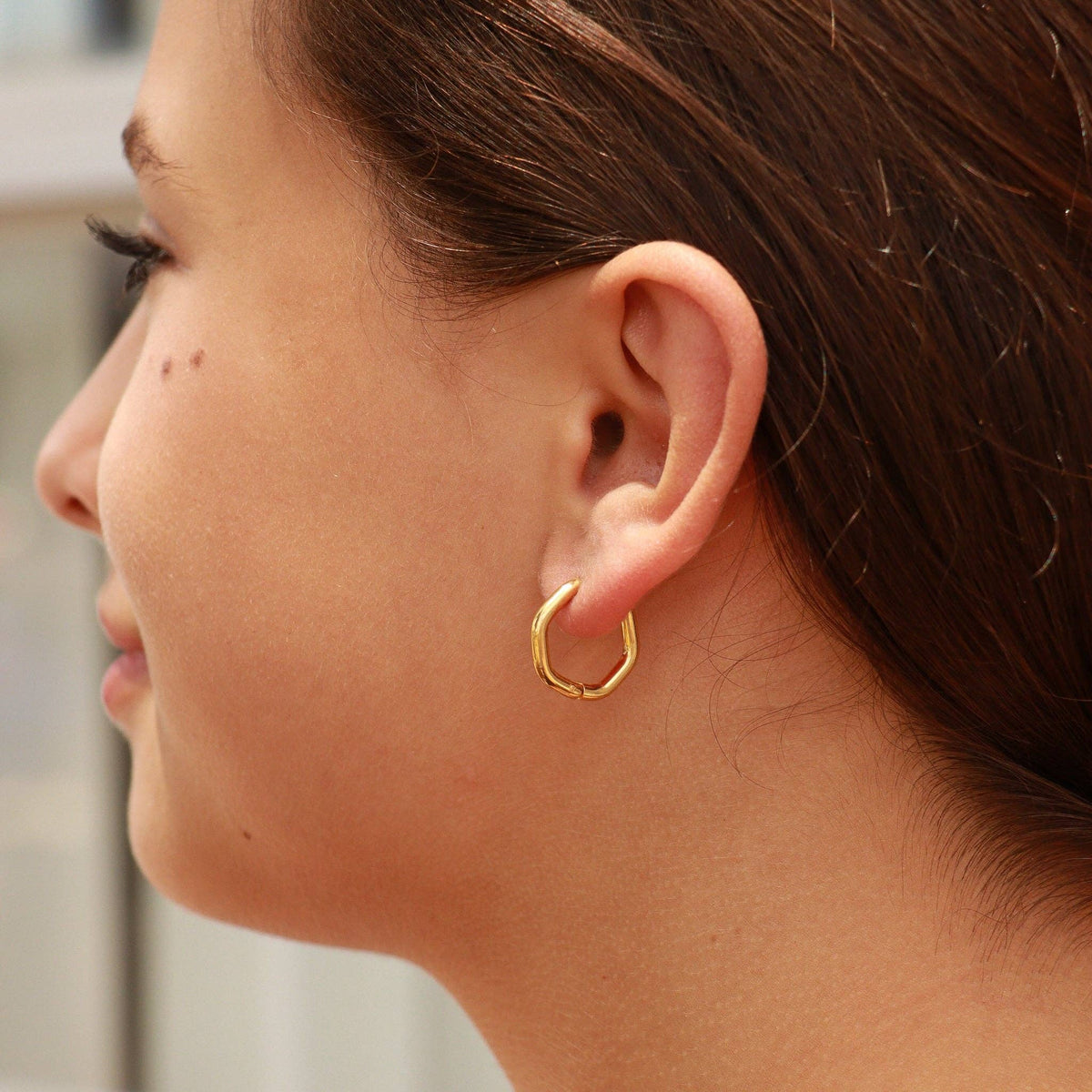 Rounded Geometric Hoop Earrings - E123