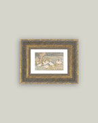 Geese Pond Framed Antique Art: 10x8