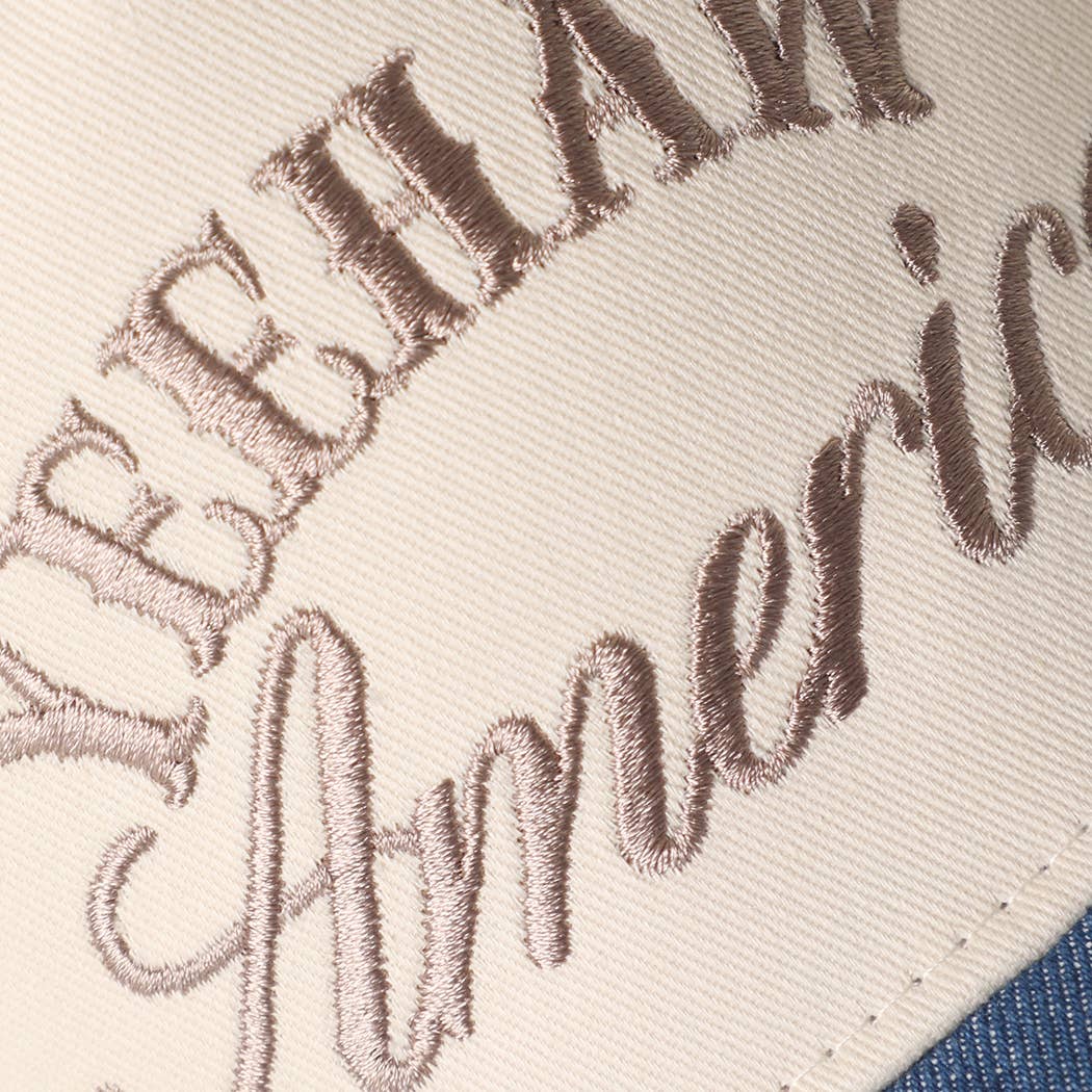 YEEHAW AMERICA Embroidered Star Denim Trucker Hat : H1