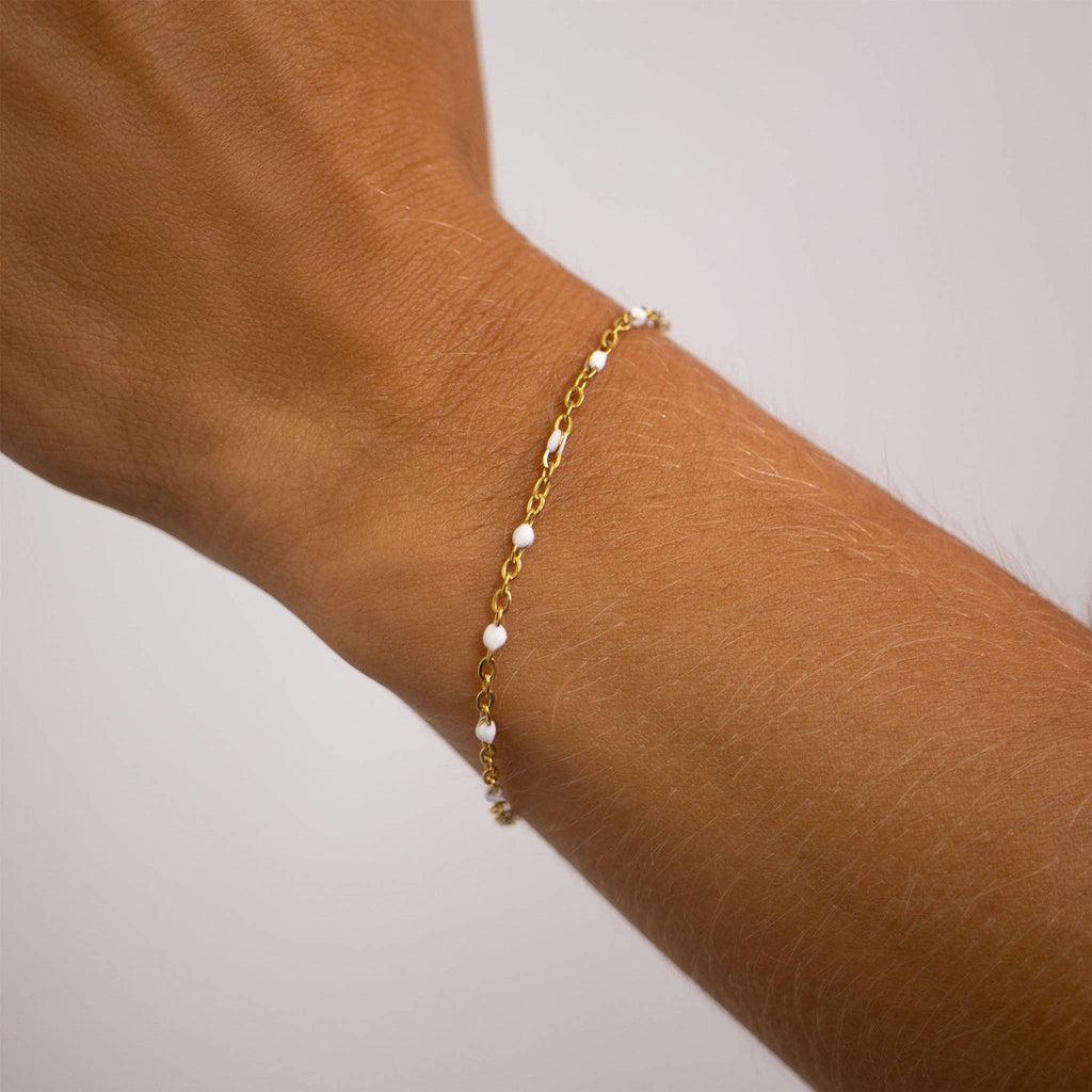White Confetti Chain Bracelet: S133