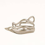 Silver Wave Layered Adjustable Ring - A145
