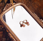 Rose Quartz Charm Huggies Hoop Earrings - E24