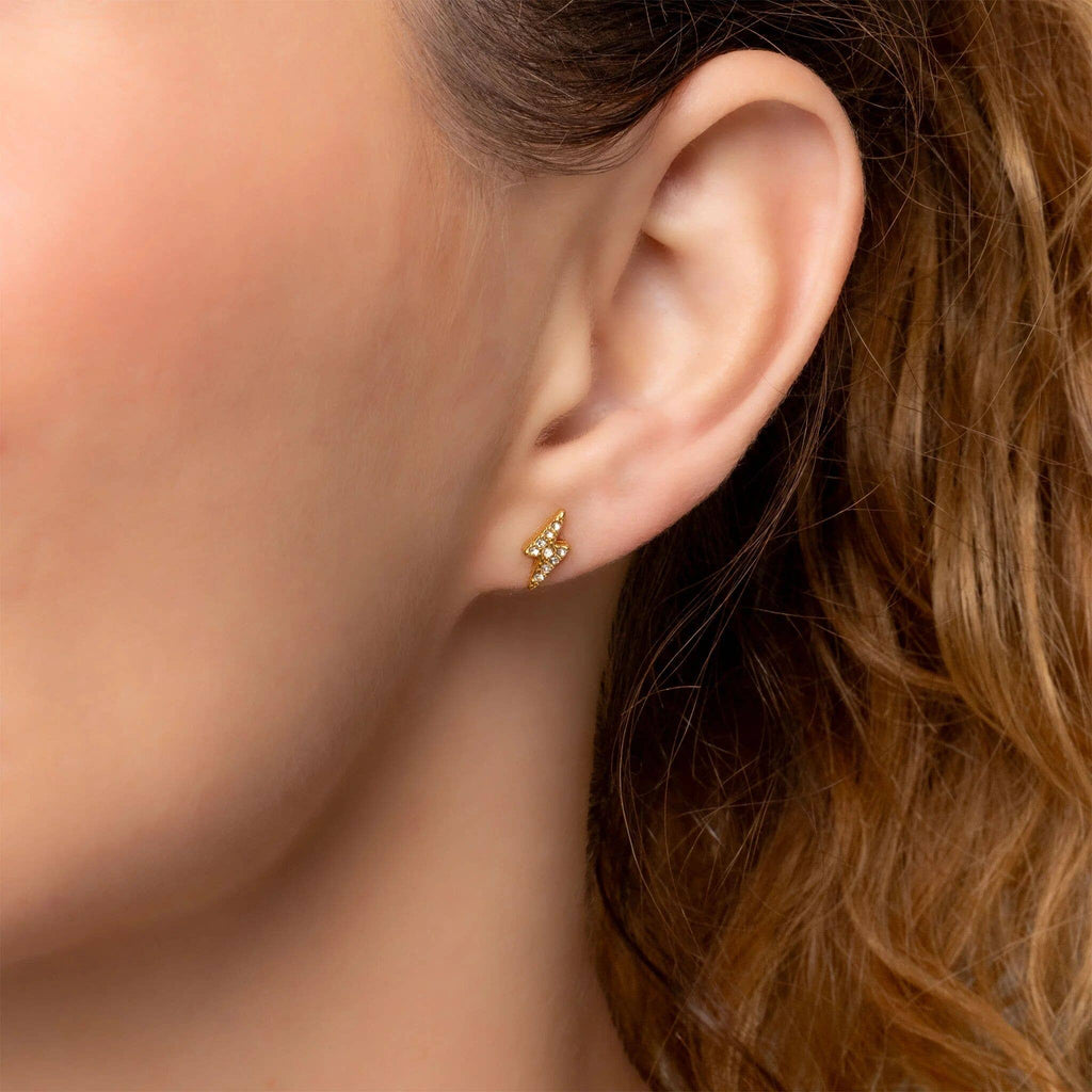 Diamond Lightning Bolt Stud Earring - E74