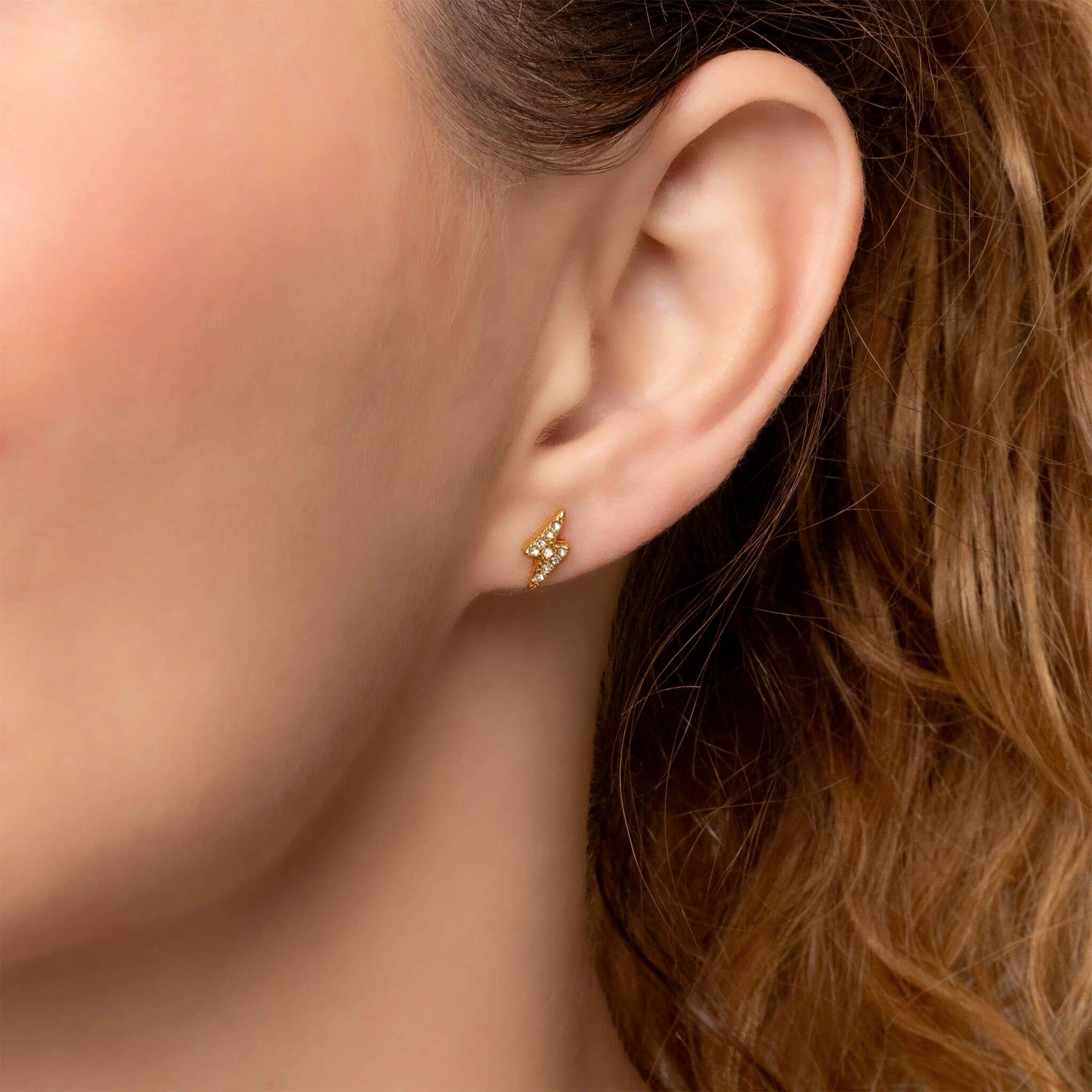 Diamond Lightning Bolt Stud Earring - E74