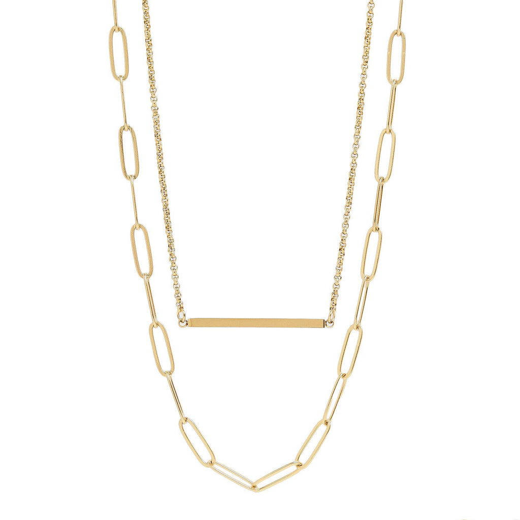 Paperclip Layered Blank Bar Necklace: N154