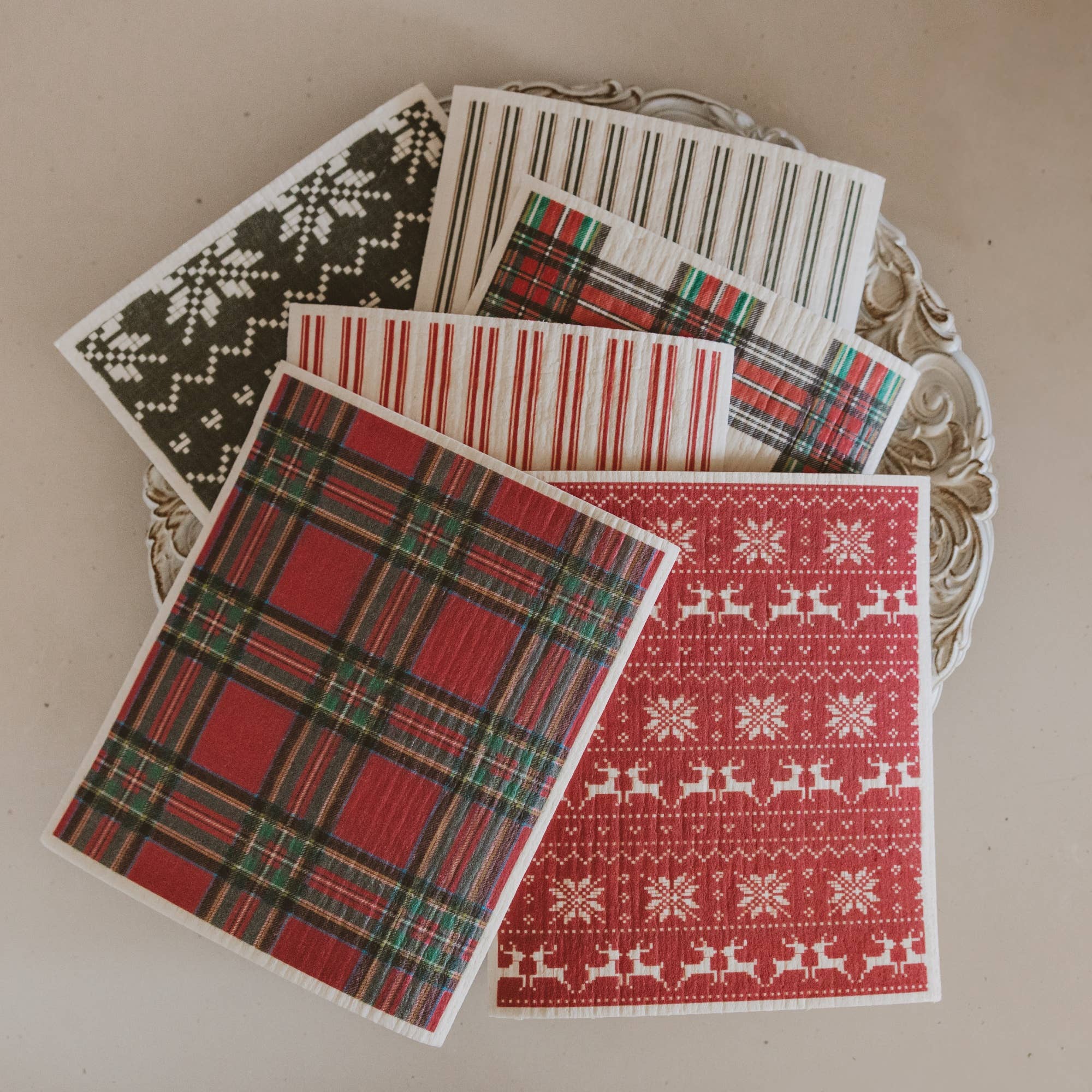 Holiday Pattern Swedish Dishcloths, Set of 6 - HDC