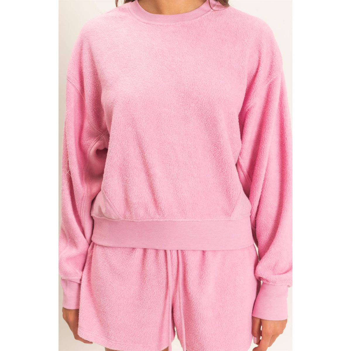 Contrast Sweatshirt & Shorts Set: CHARCOAL