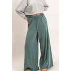 Wide Leg Mineral Wash Pants: BLACK