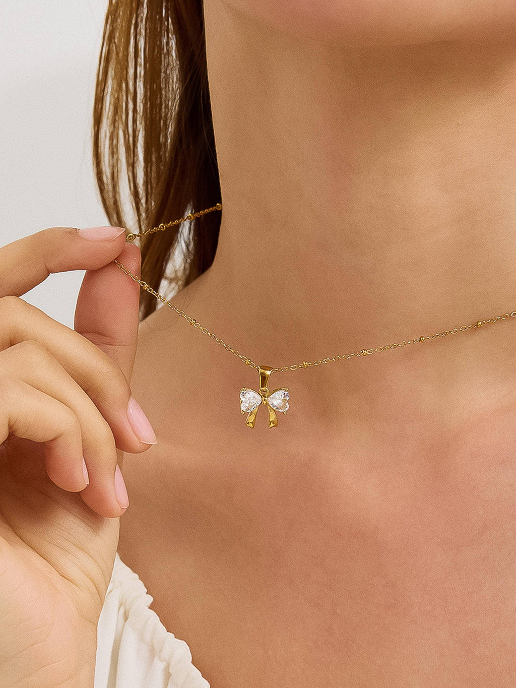 Darlin' Diamond Bow Necklace - N43