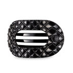 Flat Round Hair Clip | Large | Jet Black Quilted