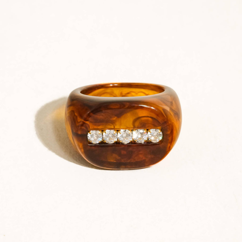 Amber Resin CZ Ring - A150
