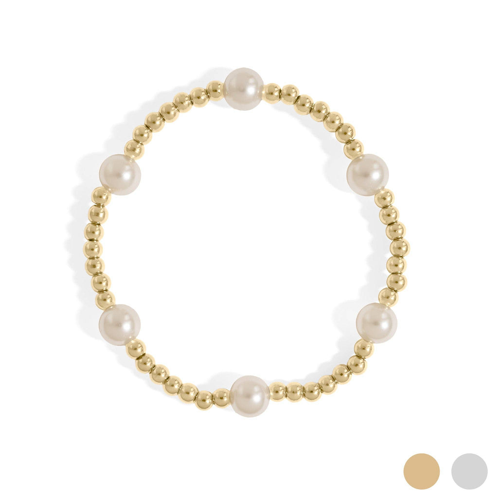 Yellow Gold 8mm Kiska Glass Pearl Stretch Bracelet: S160