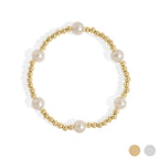 Yellow Gold 8mm Kiska Glass Pearl Stretch Bracelet: S160
