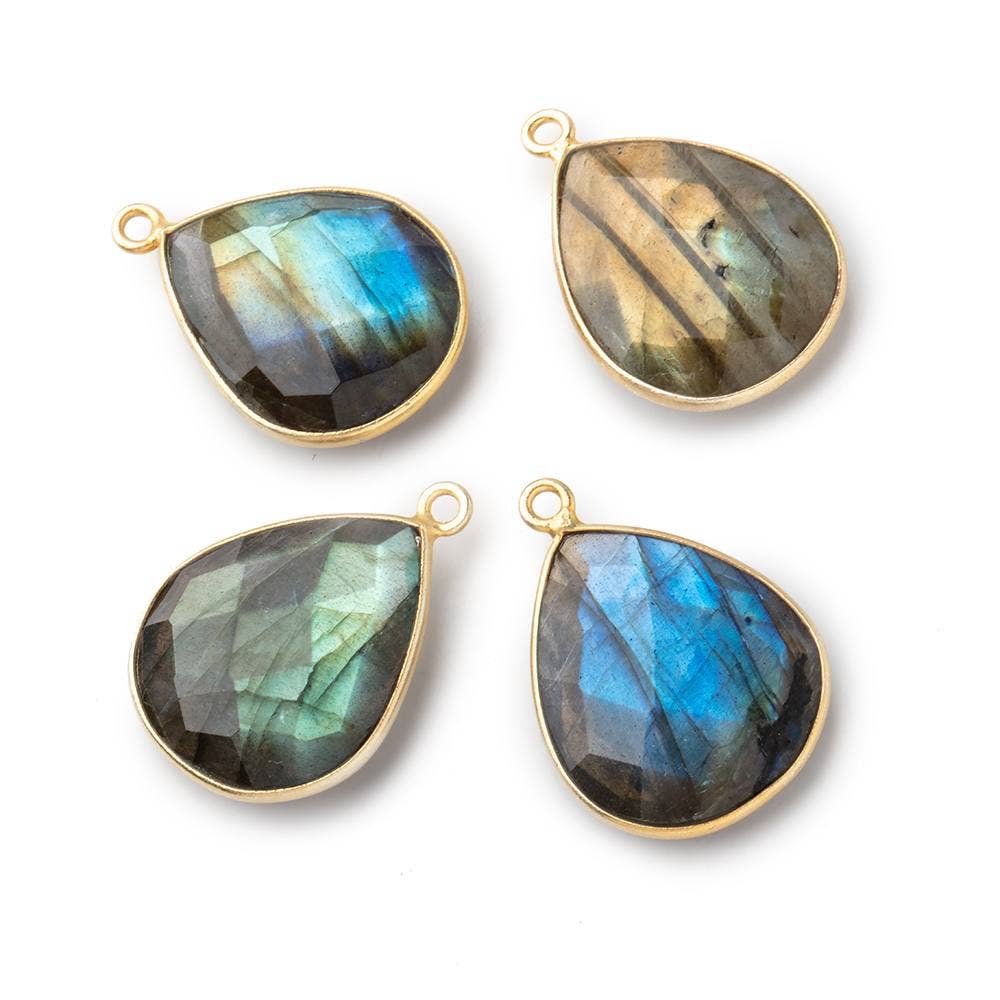 Vermeil Bezel Labradorite Faceted Pear Charm - C270