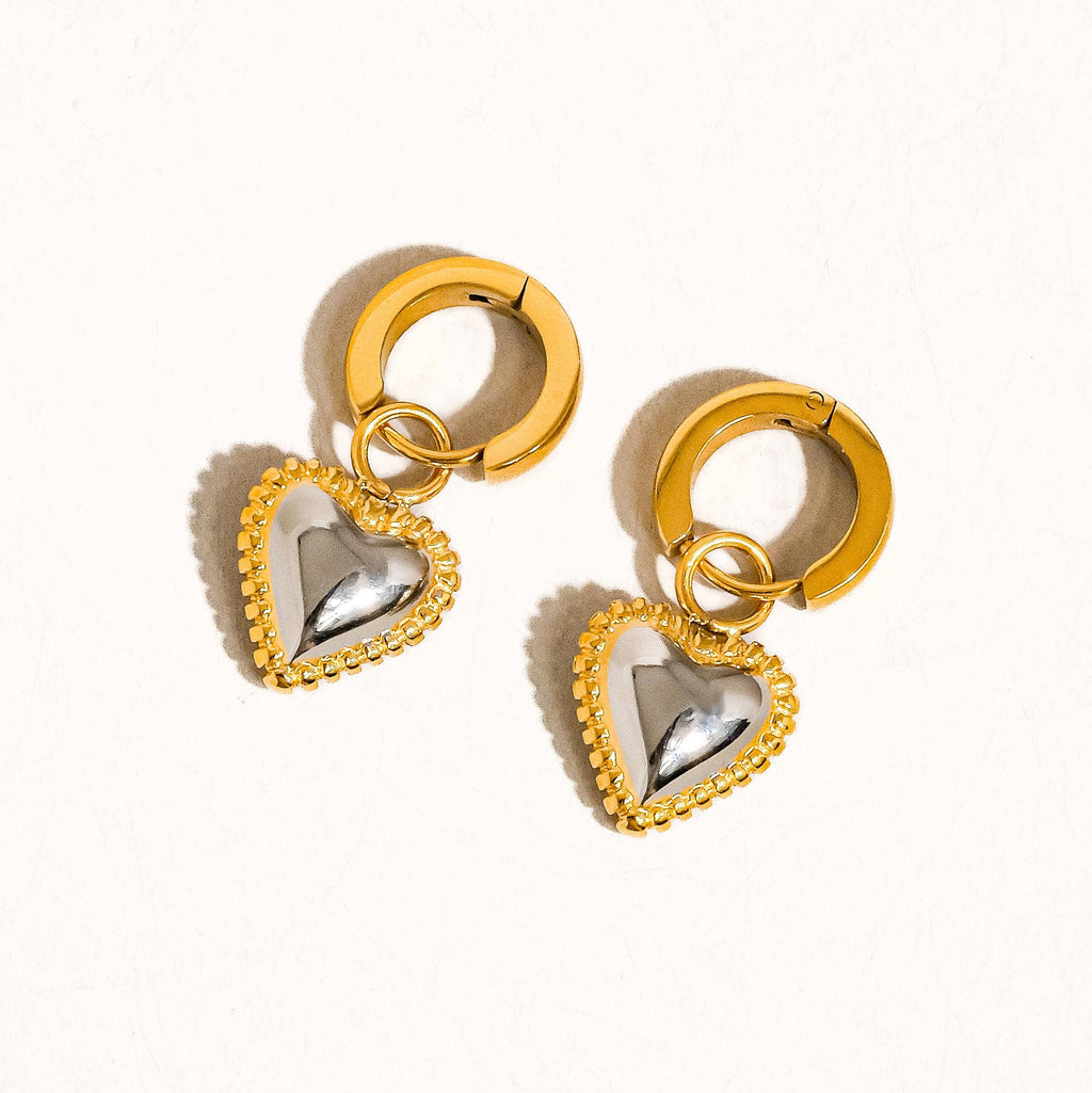Two-Tone Love Earrings - E4