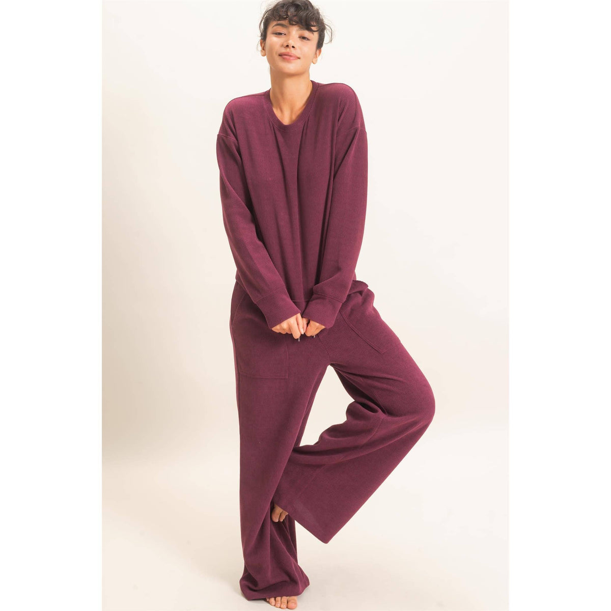Waffle Knit Crew SET : ALPACA