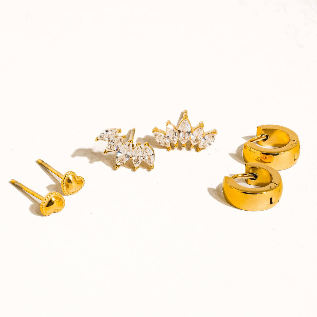 Hearts, Hoops &CZ Earring Set - EE1