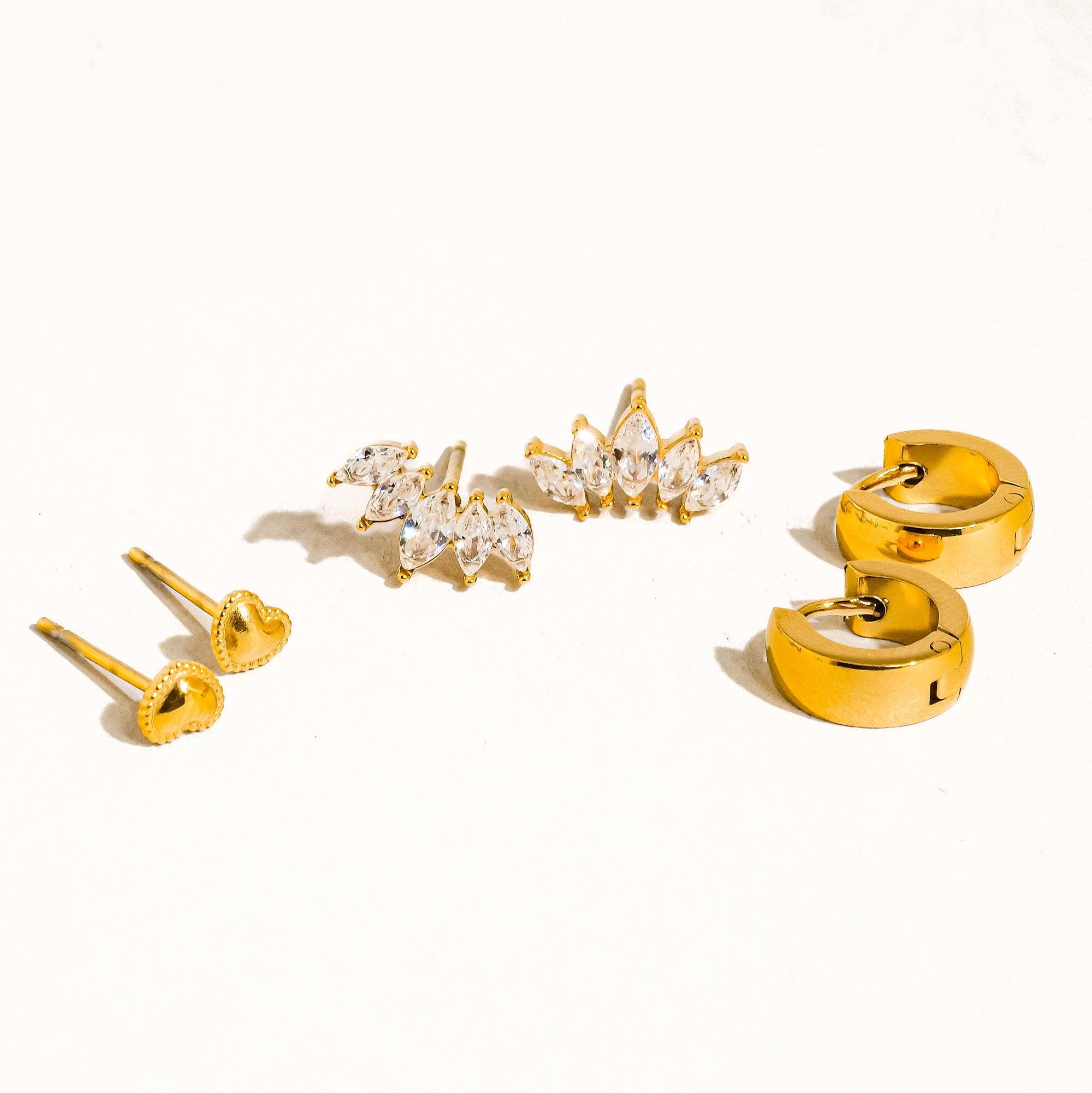 Hearts, Hoops &CZ Earring Set - EE1