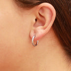 Silver Textured Huggie Hoop Earrings - E111