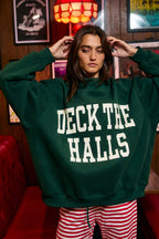 DECKTHEHALLS Reversible Mock-Neck Sweatshirt: FORREST GREEN /