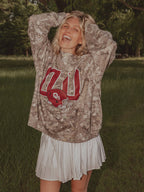 OU Sooners Helmet Fade Camo Wknd Mock Neck Sweatshirt:
