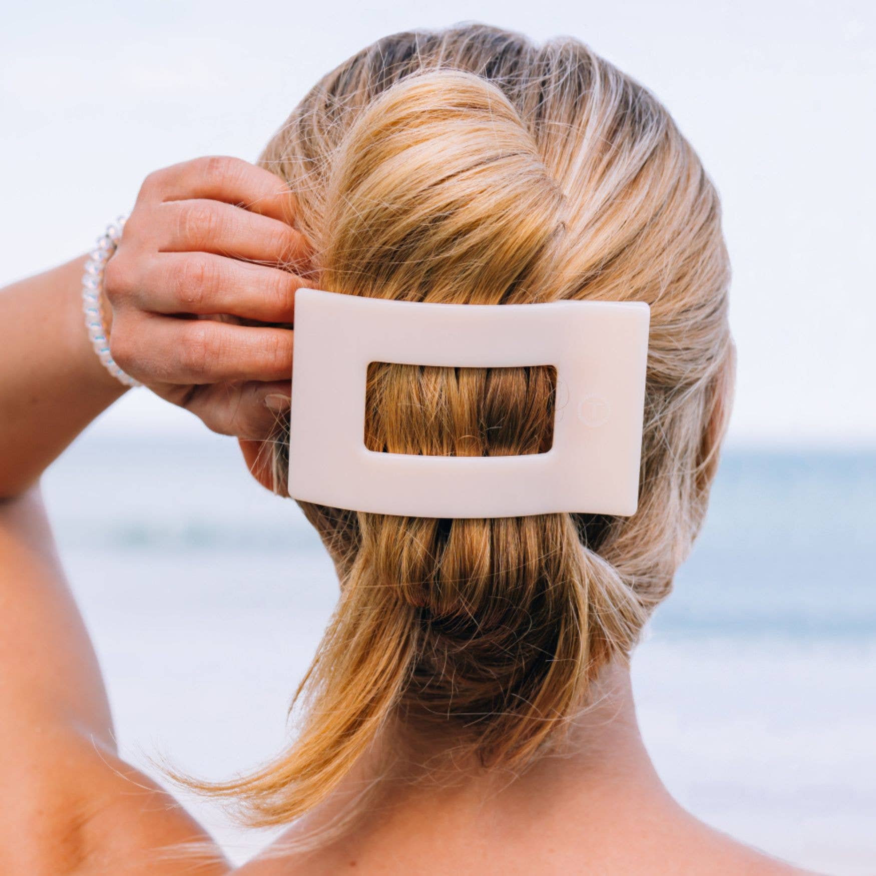 Flat Rectangle Hair Clip | Large | Almond Beige